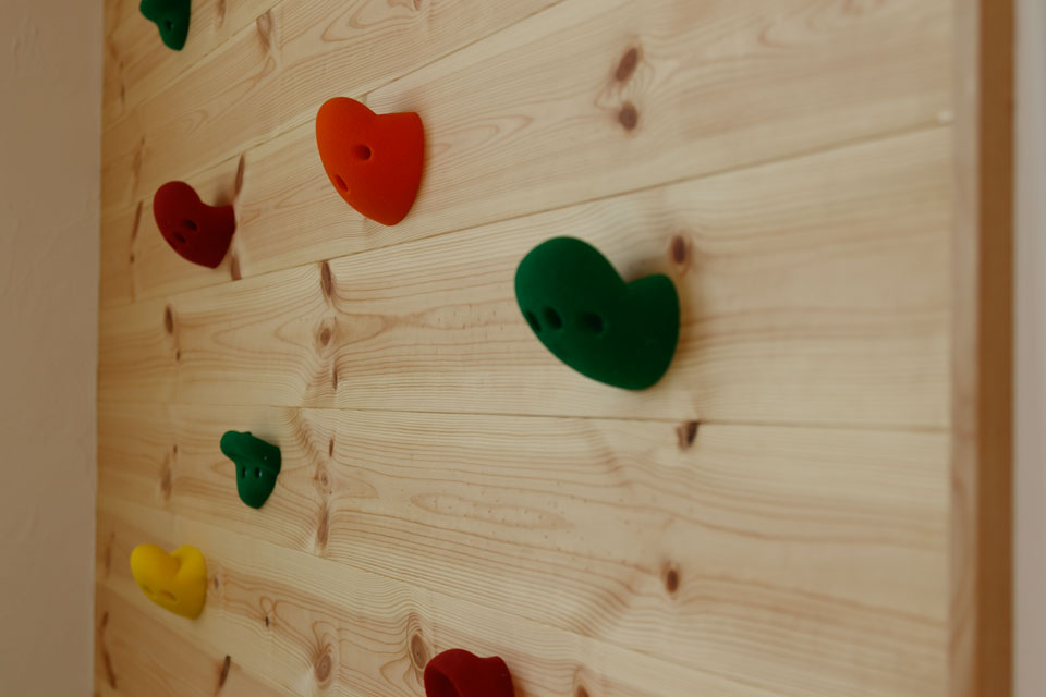 うんていとボルダリングのある家