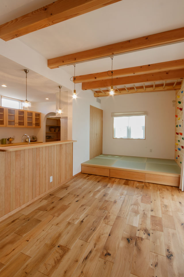 うんていとボルダリングのある家