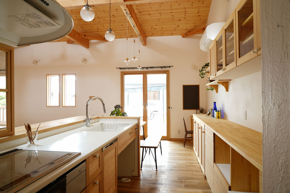 勾配天井の大空間LDKの家