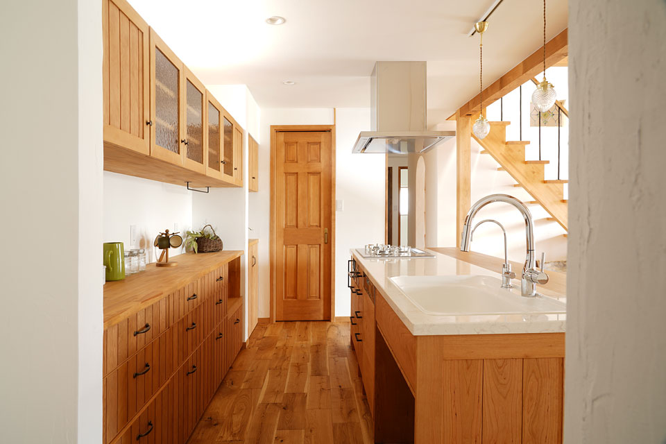 ビルトインガレージのある片流れ屋根の家